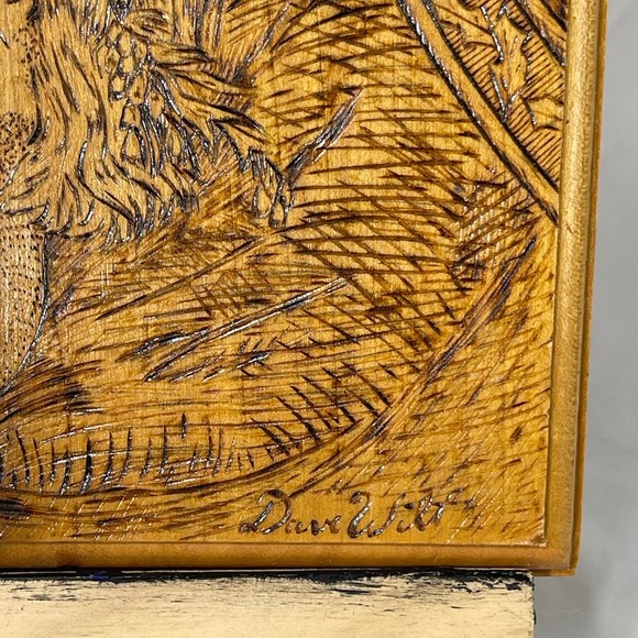 VTG 1970s Father Christmas Pyrography art - Picture 5 of 10